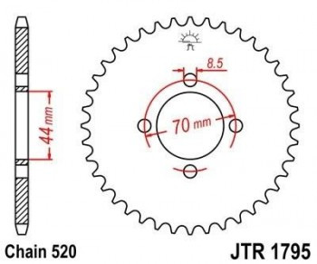 Corona JT 1795 de acero con 22 dientes