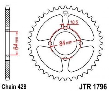 Corona JT 1796 de acero con 49 dientes