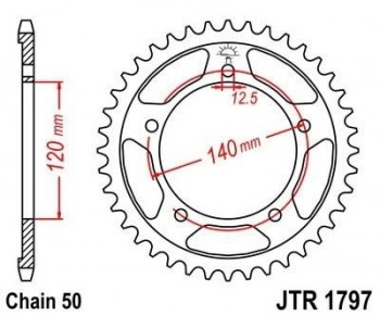 Corona JT 1797 de acero con 41 dientes