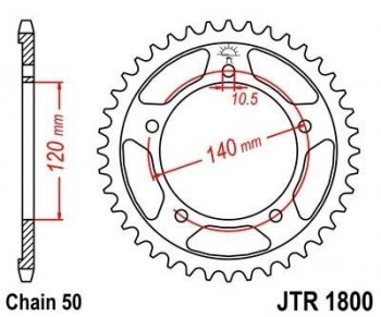 Corona JT 1800 de acero con 40 dientes