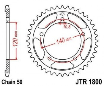 Corona JT 1800 de acero con 42 dientes