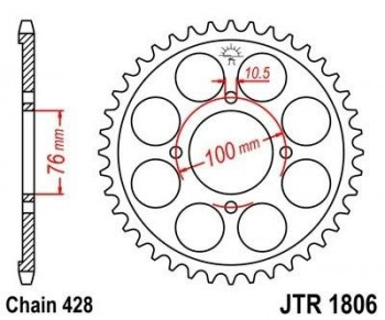 Corona JT 1806 de acero con 47 dientes