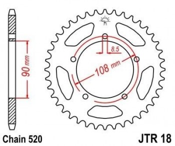 Corona JT 18 de acero con 39 dientes