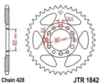 Corona JT 1842 de acero con 37 dientes