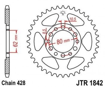 Corona JT 1842 de acero con 51 dientes