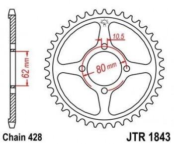 Corona JT 1843 de acero con 49 dientes