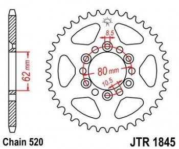 Corona JT 1845 de acero con 37 dientes