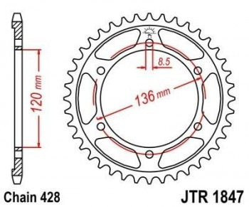 Corona JT 1847 de acero con 51 dientes