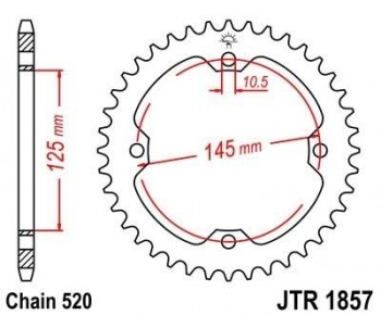 Corona JT 1857 de acero con 38 dientes