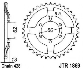 Corona JT 1869 de acero con 45 dientes