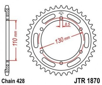 Corona JT 1870 de acero con 44 dientes