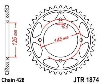 Corona JT 1874 de acero con 56 dientes