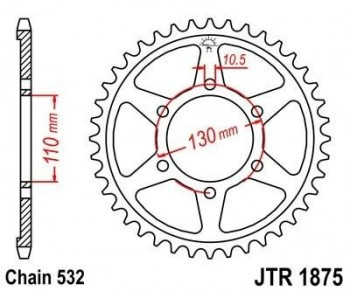 Corona JT 1875 de acero con 48 dientes