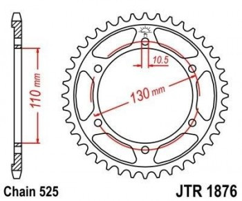 Corona JT 1876 de acero con 43 dientes