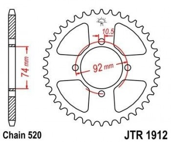 Corona JT 1912 de acero con 42 dientes