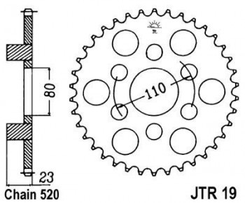 Corona JT 19 de acero con 36 dientes