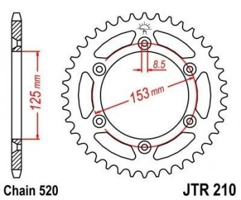 Corona JT 210 de acero con 38 dientes