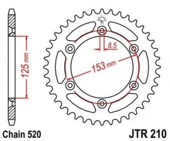 Corona JT 210 de acero con 45 dientes