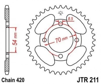 Corona JT 211 de acero con 39 dientes