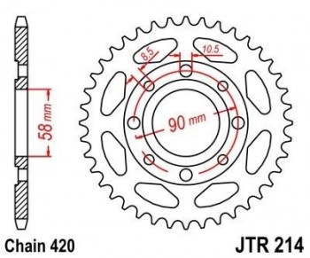 Corona JT 214 de acero con 36 dientes