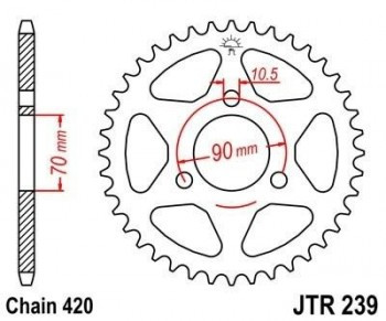 Corona JT 239 de acero con 45 dientes