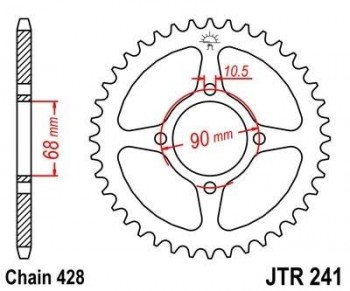 Corona JT 241 de acero con 53 dientes