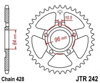 Corona JT 242 de acero con 53 dientes