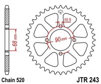 Corona JT 243 de acero con 42 dientes