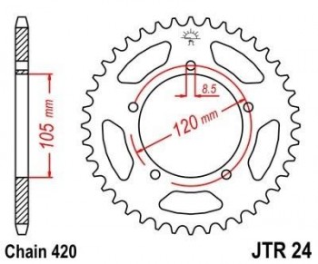 Corona JT 24 de acero con 50 dientes