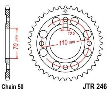 Corona JT 246 de acero con 36 dientes