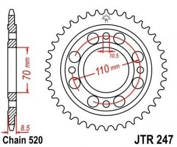 Corona JT 247 de acero con 36 dientes