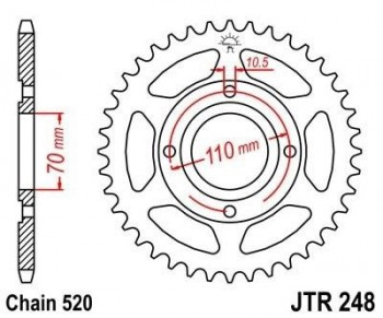 Corona JT 248 de acero con 44 dientes