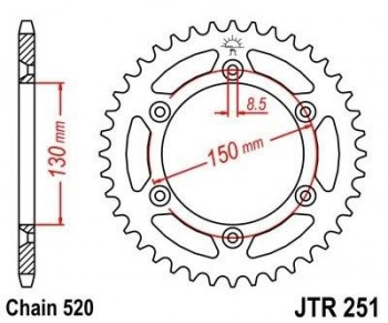 Corona JT 251 de acero con 48 dientes