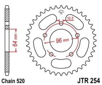 Corona JT 254 de acero con 37 dientes