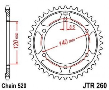 Corona JT 260 de acero con 40 dientes