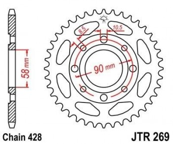 Corona JT 269 de acero con 34 dientes