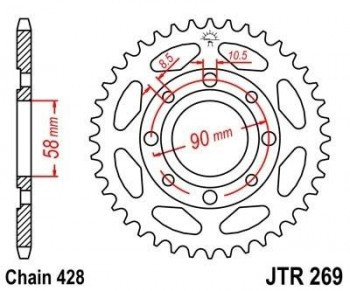 Corona JT 269 de acero con 39 dientes