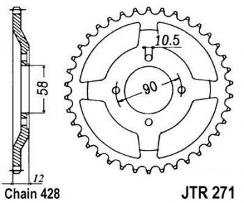 Corona JT 271 de acero con 50 dientes