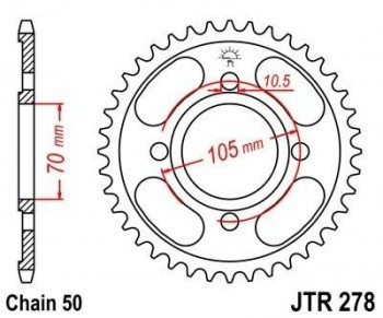 Corona JT 278 de acero con 34 dientes