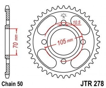 Corona JT 278 de acero con 36 dientes