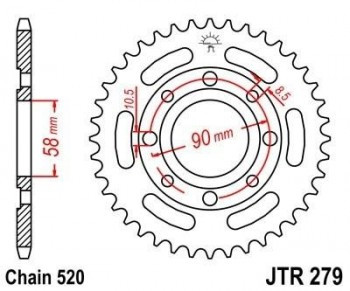 Corona JT 279 de acero con 38 dientes