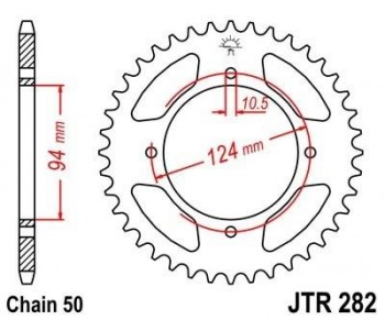 Corona JT 282 de acero con 37 dientes