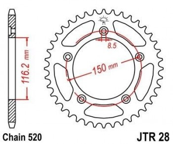 Corona JT 28 de acero con 42 dientes