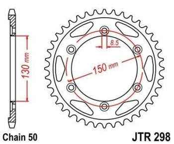 Corona JT 298 de acero con 40 dientes