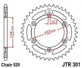 Corona JT 301 de acero con 45 dientes