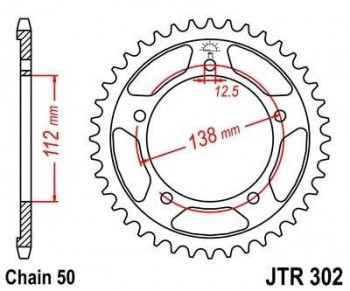 Corona JT 302 de acero con 39 dientes