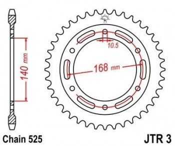 Corona JT 3 de acero con 41 dientes