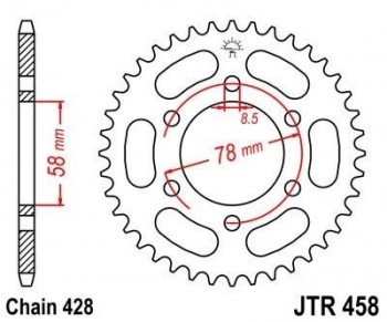 Corona JT 458 de acero con 36 dientes