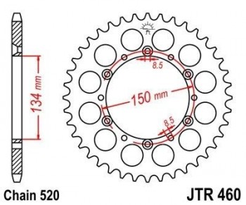 Corona JT 460 de acero con 43 dientes