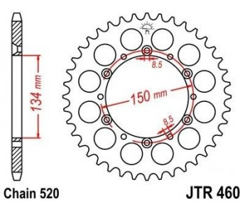 Corona JT 460 de acero con 47 dientes